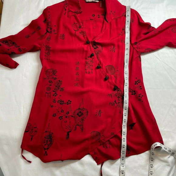 Soft Surroundings Pagoda Shirt Red Black French Knot Buttons Petite Size XS - Picture 7 of 7